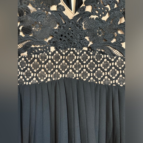 NWOT black and tan lace pleated heartloom dress - Picture 7 of 11